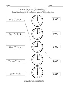 Time matching activity sheet