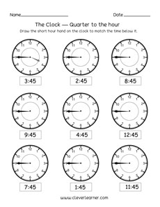 quarter to time telling 