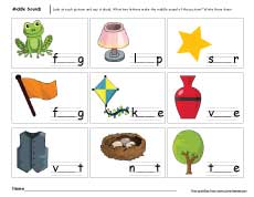middle sound worksheet for first grade kids