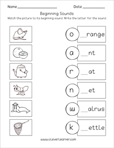 Homeschool Beginning sounds matching printables