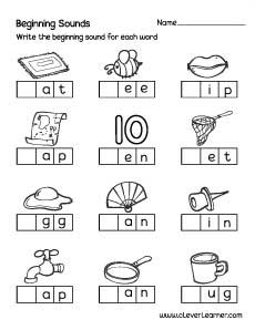 Preschool beginning sounds activity sheet