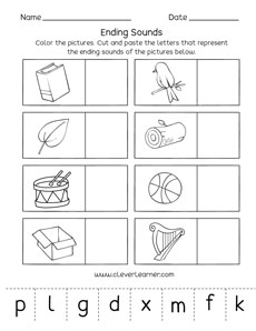 free ending sounds printables for kindergartens