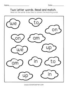 Two letter words matching  worksheet