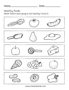 Healthy Foods science worksheets for children Healthy Foods science worksheets for children