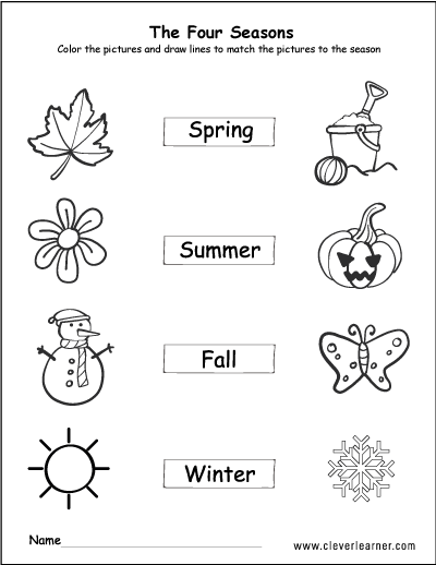Spring summer autumn winter activity sheet for kindergarten Spring summer autumn winter activity sheet for kindergarten